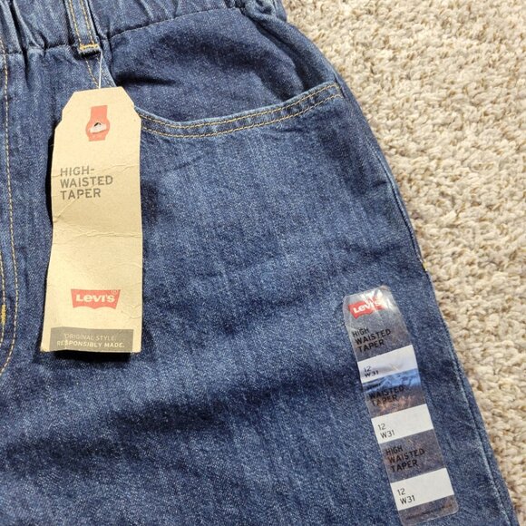 LEVIS Jeans Womens 31 High Waisted Tapered Dark Wash Blue 5-Pocket Mom Tags - Picture 3 of 9